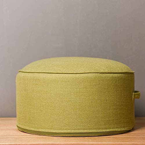 Runder Fußhocker, Kleiner Ottoman-Pouf, Fußstütze zum Sitzen, Griffdesign zum einfachen Entfernen, Kleiner Platz für Erwachsene und Kinder (Farbe: Grün, Größe: 40 x 20 cm (16 x 8 Z von GUIXAN