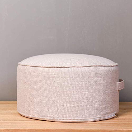 Runder Fußhocker, Kleiner Ottoman-Pouf, Fußstütze zum Sitzen, Griffdesign zum einfachen Entfernen, Kleiner Platz für Erwachsene und Kinder (Farbe: Weiß, Größe: 40 x 20 cm (16 x 8 Z von GUIXAN