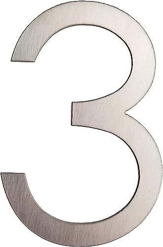 GUIZZO Creart - Externer Edelstahl Hausnummer Buchstabe - 3, 6,6x10H cm - Zeichen/und Buchstaben - Hausnummern, Handgefertigt Hausnummer Türschild und Namensschild, Made in Italy von GUIZZO creart