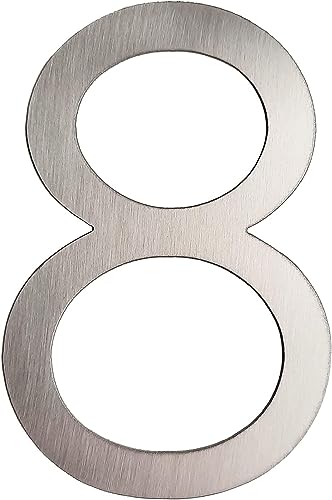 GUIZZO Creart - Externer Edelstahl Hausnummer Buchstabe - 8, 6,6x10H cm - Zeichen/und Buchstaben - Hausnummern, Handgefertigt Hausnummer Türschild und Namensschild, Made in Italy von GUIZZO creart