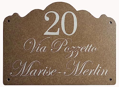 GUIZZO Creart - Personalisiertes Graviertes Namensschild Haustür Handgefertigtes in Mehreren Farben Personalisiertes Türschild mit Lasergravur 20x15Hcm Hellbraun Namensschild Briefkasten Made in Italy von GUIZZO creart