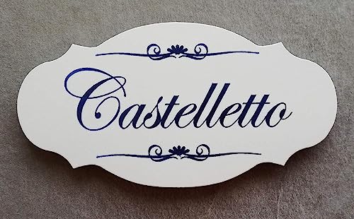 GUIZZO Creart - Personalisiertes Graviertes Namensschild Haustür, Handgefertigtes in Mehreren Farben - Personalisiertes Türschild mit Lasergravur 18x9,4Hcm Weiß, Namensschild Briefkasten Made in Italy von GUIZZO creart