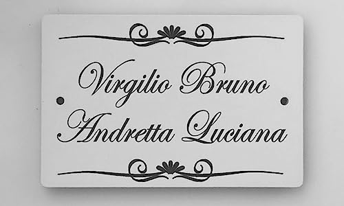 GUIZZO Creart - Personalisiertes Graviertes Namensschild Haustür Handgefertigtes in Mehreren Farben Personalisiertes Türschild 14,5x9,3Hcm Weiß/Griechisch, Namensschild Briefkasten Made in Italy von GUIZZO creart