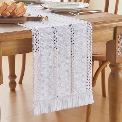 GUJOXILA Boho Tischläufer Weiß 30 x 180cm Landhausstil Abwaschbar Tischläufer Tischdeko Table Runner für Küche Vintage Bauernhaus Esstisch Urlaub Party Hochzeit Deko GUJOXILA Boho Tischläufer Weiß 30 x 180cm Landhausstil Abwaschbar Tischläufer Tischdeko Table Runner für Küche Vintage Bauernhaus Esstisch Urlaub Party Hochzeit Deko von GUJOXILA