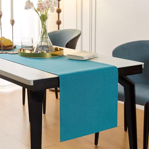 GUJOXILA Modern Tischläufer Türkis 40 x 140 cm Tischläufer Wasserabweisend Abwaschbar Leinenoptik Küche Esstisch Tisch Dekoration für Hochzeiten Drinnen Urlaub Party Dekor GUJOXILA Modern Tischläufer Türkis 40 x 140 cm Tischläufer Wasserabweisend Abwaschbar Leinenoptik Küche Esstisch Tisch Dekoration für Hochzeiten Drinnen Urlaub Party Dekor von GUJOXILA