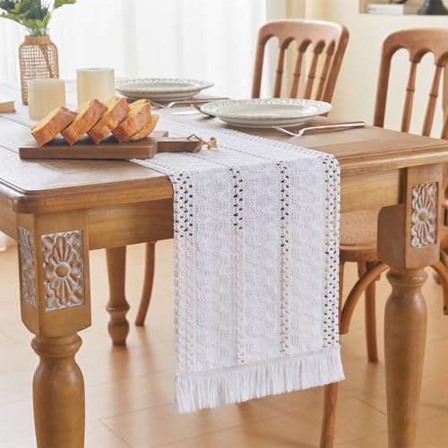 GUJOXILA Tischläufer Weiß Boho Makramee Landhausstil Abwaschbar Tischläufer Tischdeko Table Runner für Küche Vintage Bauernhaus Esstisch Urlaub Party Hochzeit Deko 30 x 91cm GUJOXILA Tischläufer Weiß Boho Makramee Landhausstil Abwaschbar Tischläufer Tischdeko Table Runner für Küche Vintage Bauernhaus Esstisch Urlaub Party Hochzeit Deko 30 x 91cm von GUJOXILA