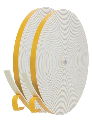 Dichtungsband Selbstklebend Türdichtung für Türen Fenster, 6mm(B) x1.5mm(D)/20m(L) Schaumstoffband Gummidichtung für Kollision Siegel Schalldämmung Weiß von GUKOY