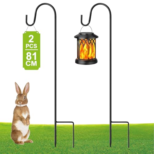 GUKULIVEL Schäferhaken Garten – 2er Set Gartenstecker Metall 81 cm höhenverstellbar, Erdspieße Metall für Laternenhalter, Blumenampel Halterung, Grablichter, Metallstangen Garten Deko Zubehör von GUKULIVEL