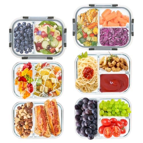 GULFLIN 2 & 3 Fächer Meal Prep Container - Glas Food Storage Lunch Container mit Deckel, Bento-Box, Portionskontrolle, Gefrierschrank bis Mikrowelle geeignet GULFLIN 2 & 3 Fächer Meal Prep Container - Glas Food Storage Lunch Container mit Deckel, Bento-Box, Portionskontrolle, Gefrierschrank bis Mikrowelle geeignet von GULFLIN