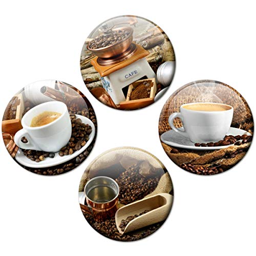 Kühlschrankmagnete Kaffee Tassen 4er Geschenk Set Magnete für Magnettafel Kühlschrank stark groß Ø 50 mm von GUMA Magneticum