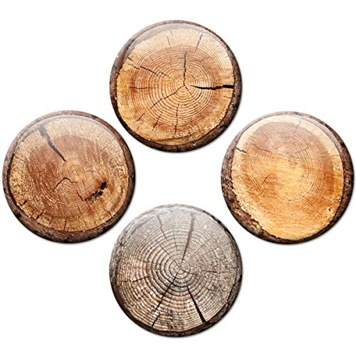 Kühlschrankmagnete Baumstamm Scheiben 4er Geschenk Set Vintage Magnete Holz Optik für Magnettafel stark groß Ø 50 mm von GUMA Magneticum