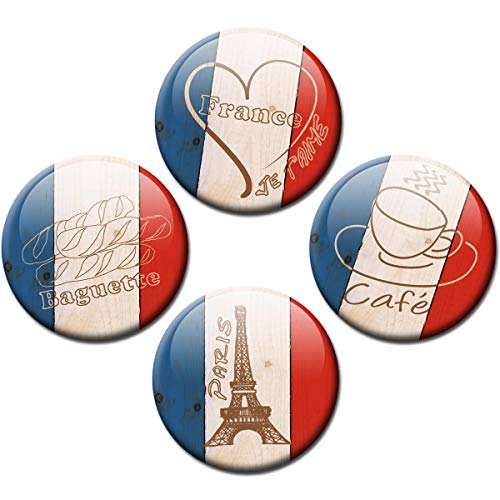 Kühlschrankmagnete Länder Flagge Frankreich Liebe 4er Geschenk Set Vintage Magnete für Magnettafel stark groß Ø 50 mm Kühlschrankmagnete Länder Flagge Frankreich Liebe 4er Geschenk Set Vintage Magnete für Magnettafel stark groß Ø 50 mm von GUMA Magneticum