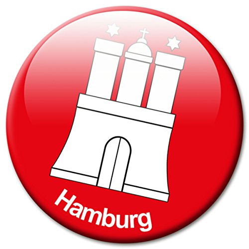 Kühlschrankmagnet Stadt Hamburg Wappen Geschenk Magnet Fan Städte Souvenir für Magnettafel stark groß Ø 50 mm von GUMA