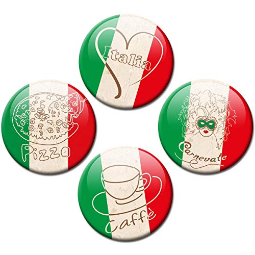 Kühlschrankmagnete Länder Flagge Italien Liebe 4er Geschenk Set Vintage Magnete für Magnettafel stark groß Ø 50 mm von GUMA Magneticum