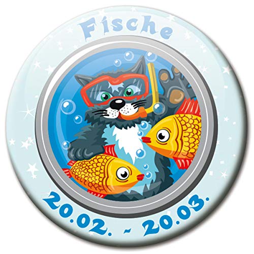 Kühlschrankmagnet Sternzeichen Fische Spruch Magnet Katze lustig für Katzenliebhaber Kühlschrank stark groß 50 mm von GUMA Magneticum