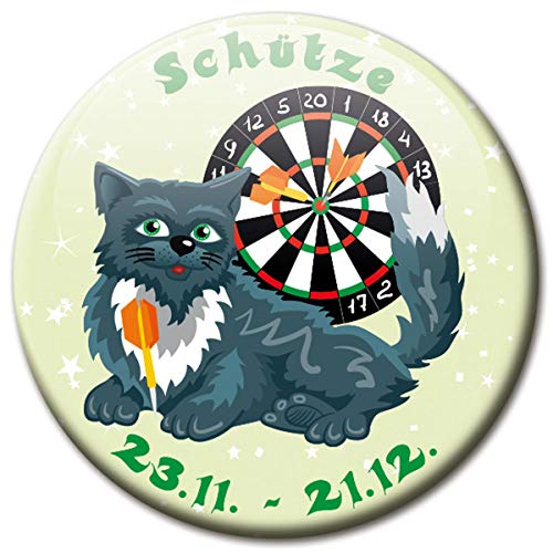 Kühlschrankmagnet Sternzeichen Schütze Spruch Magnet Katze lustig für Katzenliebhaber Kühlschrank stark groß 50 mm von GUMA Magneticum