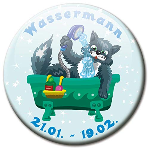 Kühlschrankmagnet Sternzeichen Wassermann Spruch Magnet Katze lustig für Katzenliebhaber Kühlschrank stark groß 50 mm von GUMA Magneticum