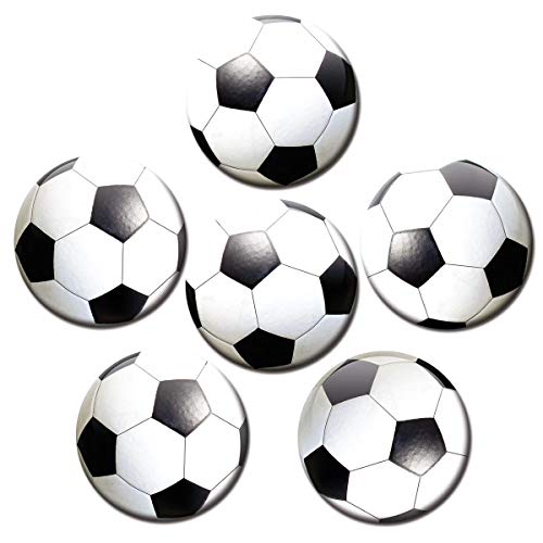 Kühlschrankmagnete Fußball 6er Deko Geschenk Set Magnete lustig für Fußballer Kinder Jungs Männer stark groß 50mm rund Schwarz Weiß von GUMA Magneticum