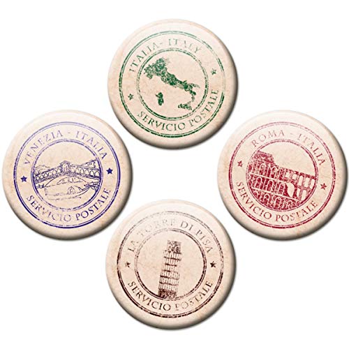 Kühlschrankmagnete Italien Postkarten Stempel 4er Geschenk Set Vintage Magnete für Magnettafel stark groß Ø 50 mm Kühlschrankmagnete Italien Postkarten Stempel 4er Geschenk Set Vintage Magnete für Magnettafel stark groß Ø 50 mm von GUMA Magneticum