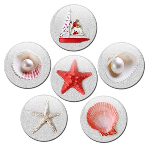 Kühlschrankmagnete Maritime Dekoration Rot 6er Deko Geschenk Set Magnete Strand Meer lustig für Frauen Freundin stark groß 50mm rund von GUMA Magneticum