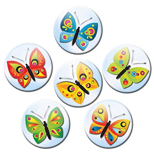 Kühlschrankmagnete Schmetterlinge 6er Deko Geschenk Set Magnete Tiere lustig für Kinder Mädchen Frauen stark groß 50mm rund Bunt von GUMA Magneticum