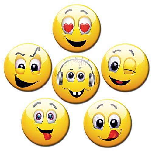 Kühlschrankmagnete Smiley Happy Face 6er Deko Geschenk Set Magnete lustig für Frauen Männer Kinder stark groß 50mm rund Gelb Kühlschrankmagnete Smiley Happy Face 6er Deko Geschenk Set Magnete lustig für Frauen Männer Kinder stark groß 50mm rund Gelb von GUMA Magneticum