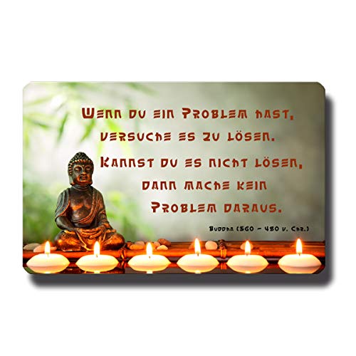 Metall Kühlschrankmagnet Buddha lustig mit Spruch Problemlösung 85x55 mm Deko Magnet Motivation Sprüche Geschenk Poesie Weisheiten für Frauen Freundin von GUMA Magneticum