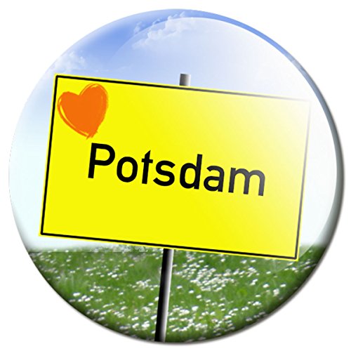 Magnet Stadt Potsdam - Reise Souvenir Ortsschild mit Herz Kühlschrankmagnet Ø 50 mm - Magnete mit Motiv Städte Orte für Kühlschrank Magnettafel Pinnwand Memoboard Whiteboard von GUMA Magneticum