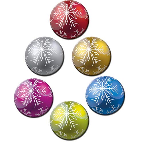 Magnete Weihnachtskugel Bunt Kugeloptik 6er Weihnachten Deko Geschenk Set Kühlschrankmagnete Weihnachtsdeko stark groß 50mm rund von GUMA Magneticum