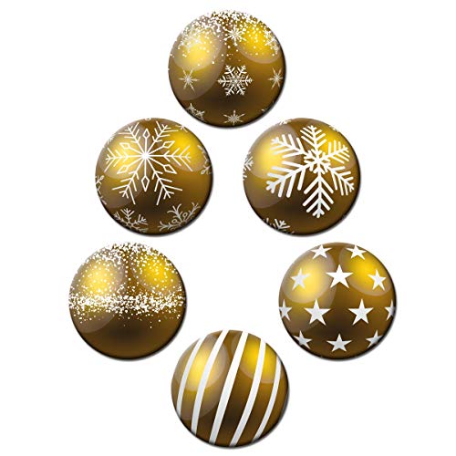 Magnete Weihnachtskugel Gold Kugeloptik 6er Weihnachten Deko Geschenk Set Kühlschrankmagnete Weihnachtsdeko stark groß 50mm rund von GUMA Magneticum