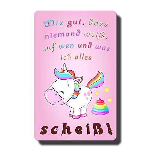 Kühlschrankmagnet Einhorn lustig mit Spruch Scheiss Drauf Deko Magnet Sprüche Liebhaber Geschenk für Einhornfans Kühlschrank Magnettafel von GUMA Magneticum