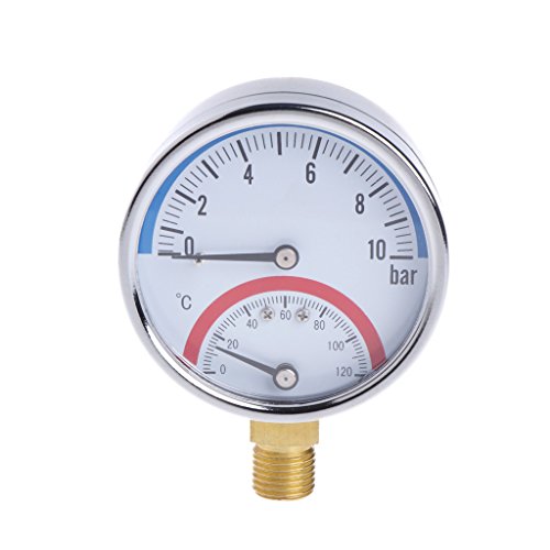 GUMEI 10 bar Temperatur Manometer G1 / 4 Gewinde 2 in1 Thermometer Monitor von GUMEI
