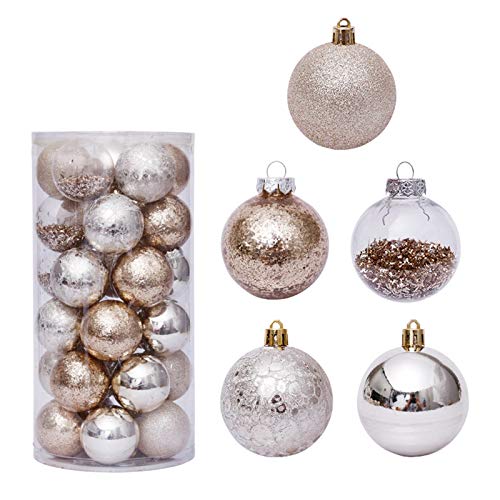 GUMEI 30pcs 6cm Weihnachtskugeln Dekoration Gold transparent hängenden Weihnachtsbaumschmuck von GUMEI