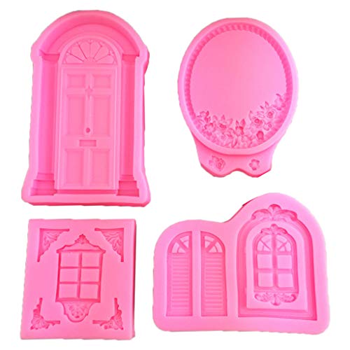 GUMEI 4pcs 3D Fenster Silikonform Fondantform für Kuchen Candy Chocolate von GUMEI