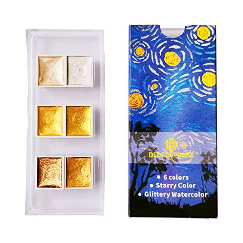 GUMEI 6/12 Color Glitter Aquarell Set Metallic Gold Pigment Paint Artist Painting von GUMEI