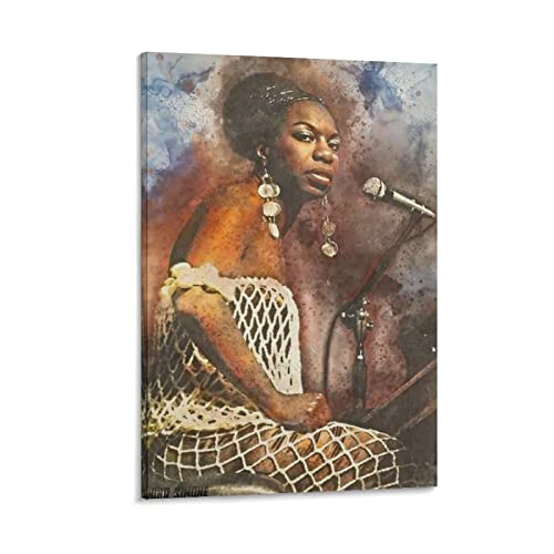 GUNDE Berühmte Sängerin Nina Simone spielt Klavier und singt, buntes Poster, Leinwand, Kunstdrucke, Poster, Foto, Bild, Malerei, Poster, Raumdekoration, 40,6 x 61 cm von GUNDE