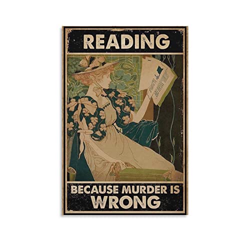 Poster mit Aufschrift "Reading Because Murder Is Wrong Flower Dress Lady", Poster, Wandkunst, Poster, Scroll, Leinwandbild, Wohnzimmerdekoration, Zuhause, 40,6 x 60 cm von GUNDE