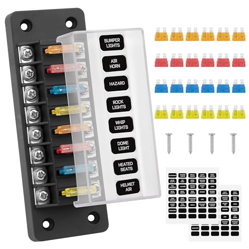 GUNGY Sicherungshalter 12 Volt KFZ Sicherungskasten 8 Fach Sicherungshalter Flachsicherung mit 24Pcs Sicherungen und Etiketten für Auto Boot Wohnmobil GUNGY Sicherungshalter 12 Volt KFZ Sicherungskasten 8 Fach Sicherungshalter Flachsicherung mit 24Pcs Sicherungen und Etiketten für Auto Boot Wohnmobil von GUNGY