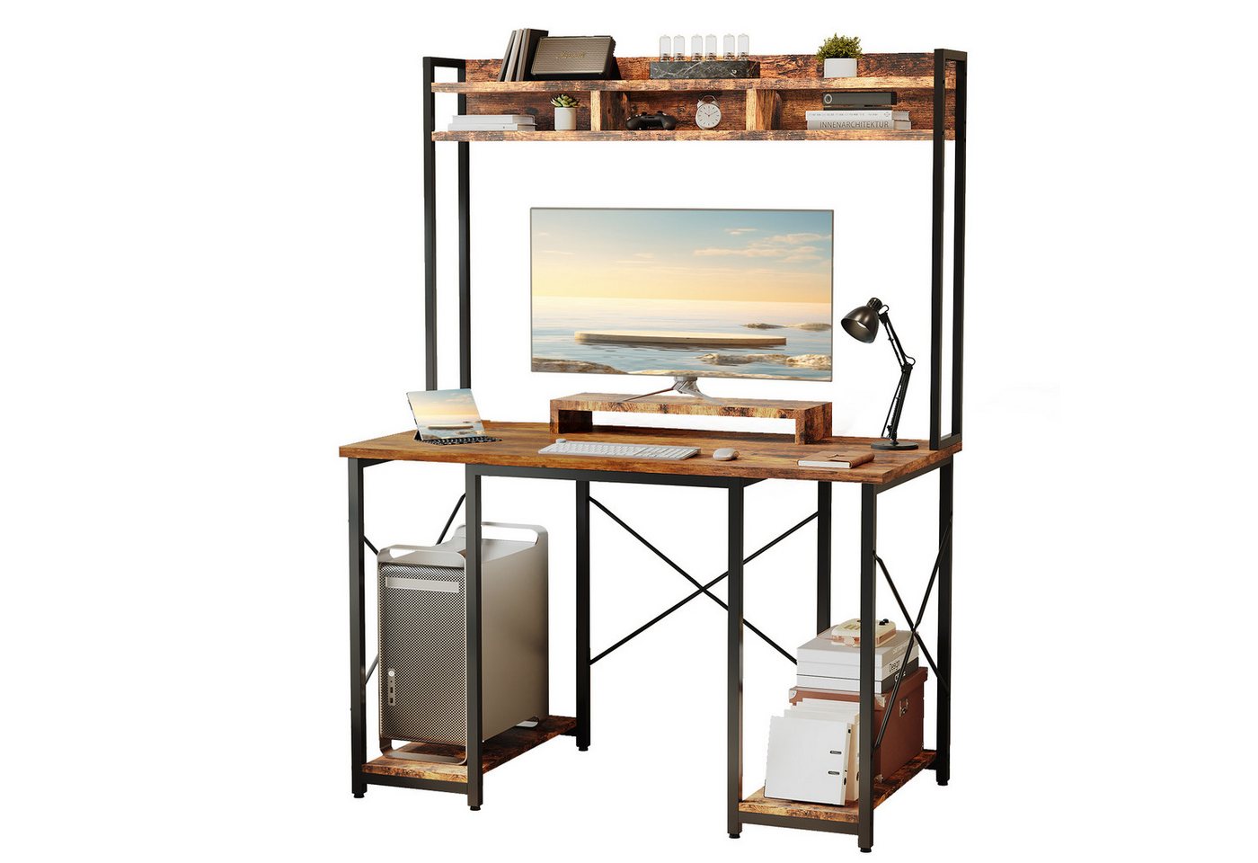 GUNJI Computertisch Schreibtisch Computretisch mit LED und Haken, und mobilem Ständer GUNJI Computertisch Schreibtisch Computretisch mit LED und Haken, und mobilem Ständer von GUNJI