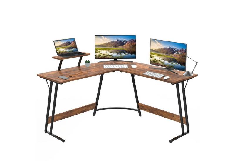 GUNJI Eckschreibtisch L-förm Computertisch Schreibtisch Gamer Tish 130*130*74cm (Schreibtisch,130CM Computertisch L Form, PC Tisch,mit Monitorständer) von GUNJI