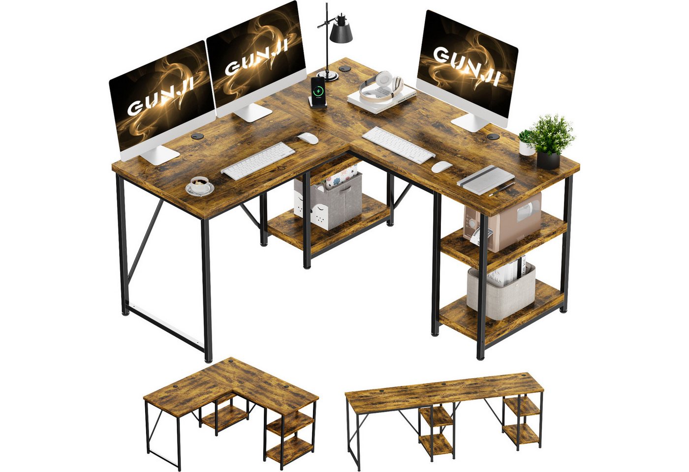 GUNJI Eckschreibtisch Computertisch Spieltisch Eckschreibtisch L-Form mit Hutch GUNJI Eckschreibtisch Computertisch Spieltisch Eckschreibtisch L-Form mit Hutch von GUNJI