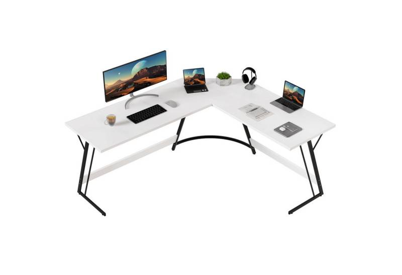 GUNJI Eckschreibtisch L-förm Computertisch Schreibtisch Gamer Tish 120/130/160 (Schreibtisch,130CM Computertisch L Form, PC Tisch,mit Monitorständer) von GUNJI