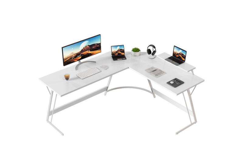 GUNJI Eckschreibtisch L-förm Computertisch Schreibtisch Gamer Tish 120/130/160 (Schreibtisch,130CM Computertisch L Form, PC Tisch,mit Monitorständer) von GUNJI