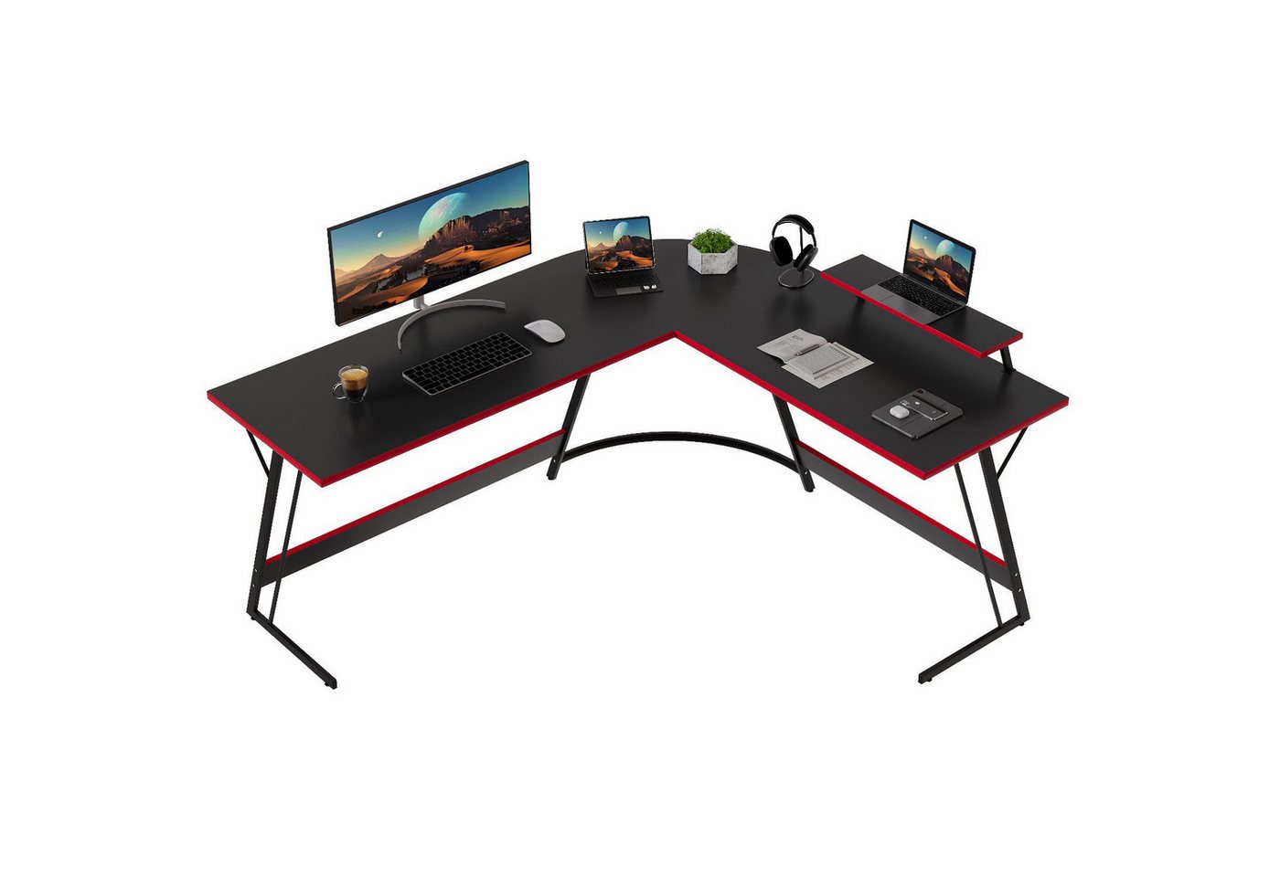 GUNJI Eckschreibtisch L-förm Computertisch Schreibtisch Gamer Tish 120/130/160 (Schreibtisch,130CM Computertisch L Form, PC Tisch,mit Monitorständer) von GUNJI