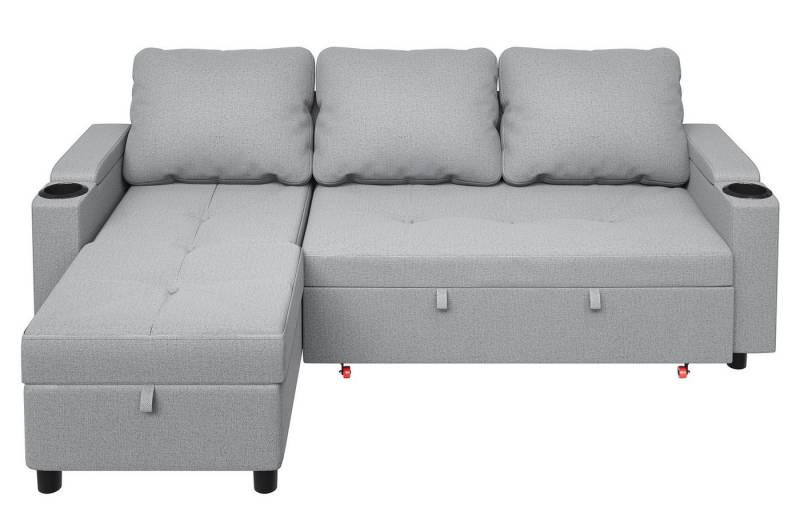 HOMALL Ecksofa Multifunktionaler Stauraum Ausziehbares L-förmiges Schlafsofa, Ausgestattet mit 2 Becherhaltern, 1 Seitentaschen, 1 internes Staufach,Haustierfreundlich von HOMALL