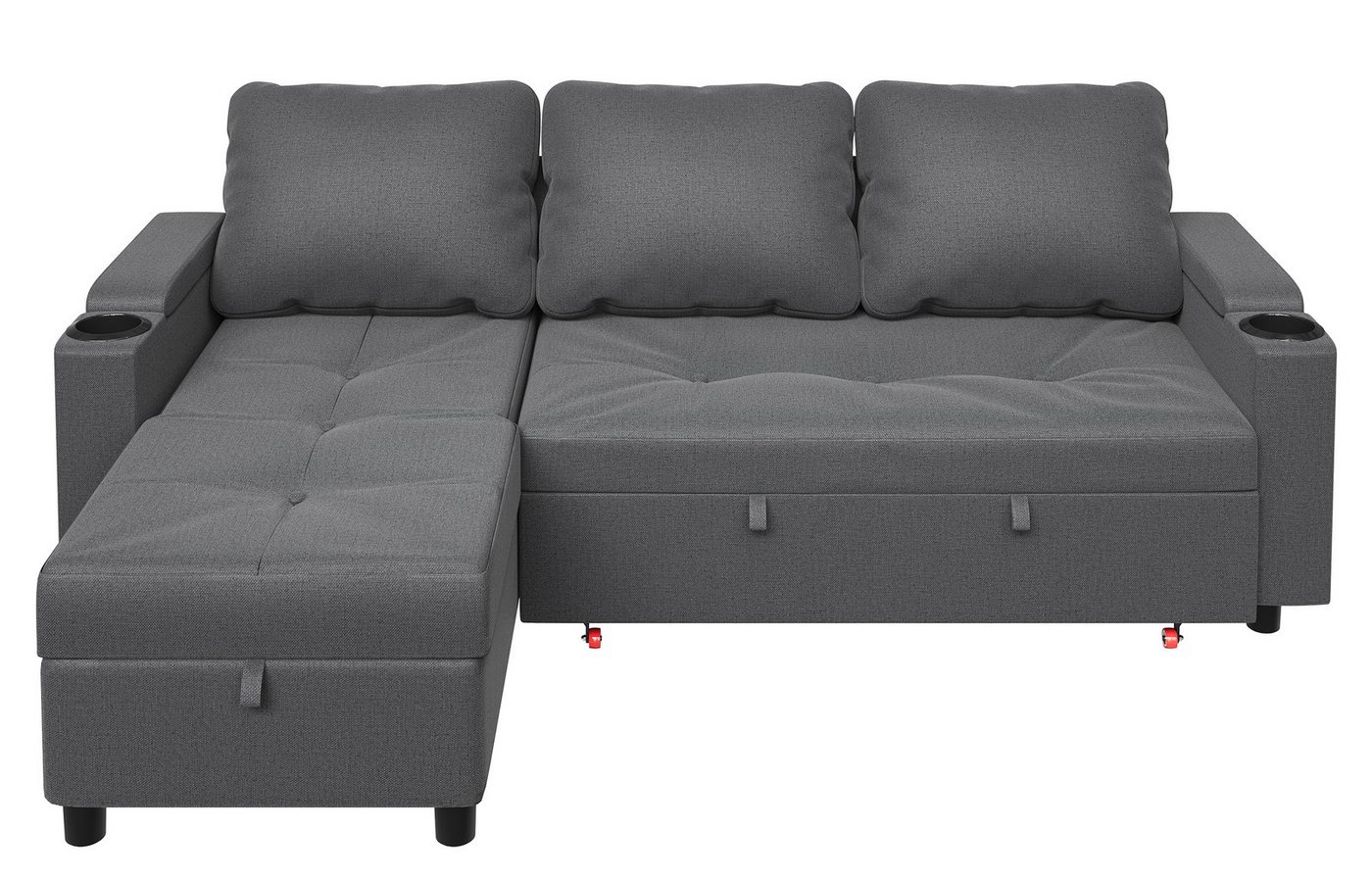 HOMALL Ecksofa Multifunktionaler Stauraum Ausziehbares L-förmiges Schlafsofa, Ausgestattet mit 2 Becherhaltern, 1 Seitentaschen, 1 internes Staufach,Haustierfreundlich HOMALL Ecksofa Multifunktionaler Stauraum Ausziehbares L-förmiges Schlafsofa, Ausgestattet mit 2 Becherhaltern, 1 Seitentaschen, 1 internes Staufach,Haustierfreundlich von HOMALL