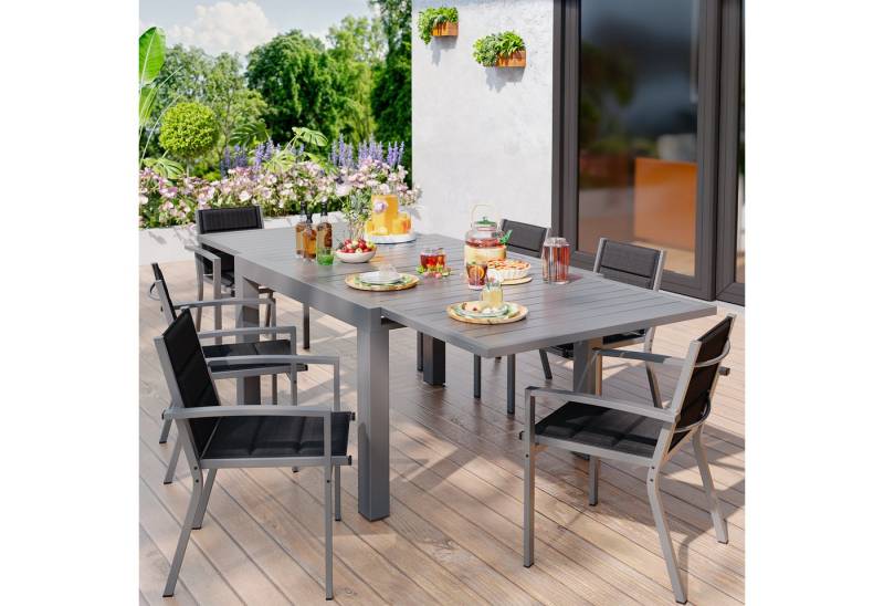 GUNJI Gartenstuhl Klappstuhl (2er Set), bequem, Korrosionsbeständigkeit (verstärkter Alu-Outdoorstuhl, max Belastung 160 kg, stapelbar, leicht, Doppellagiger Sitzstoff) von GUNJI