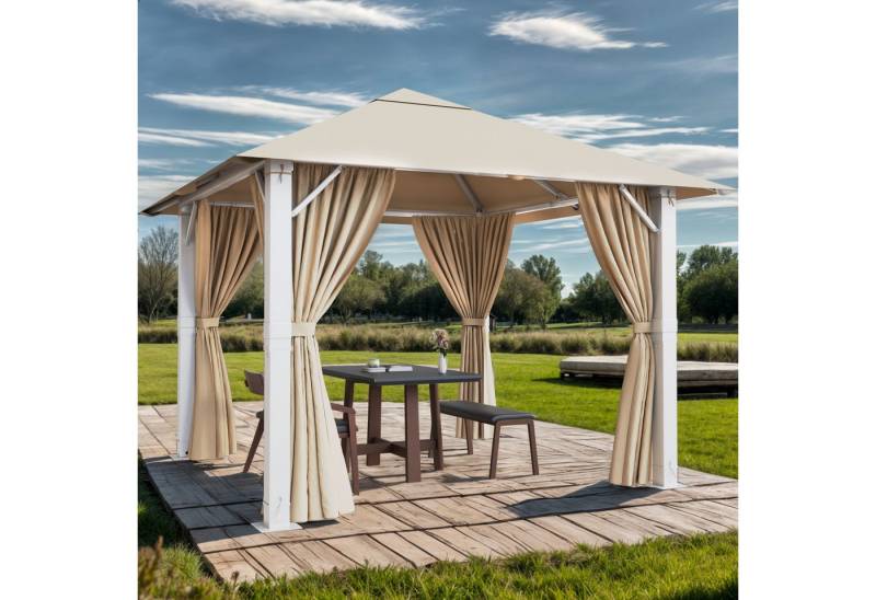 GUNJI Pavillon 3*3/3*4 wasserdichter Gartenpavillon, Aluminiumrahmen Partyzelt, mit 4 Seitenteilen, (UV50+ Sonnenzelt mit 4 Seitenteilen, PU-beschichtetes Polyestergewebe, geeignet für Garten, Terrasse, Pool, Meer) von GUNJI