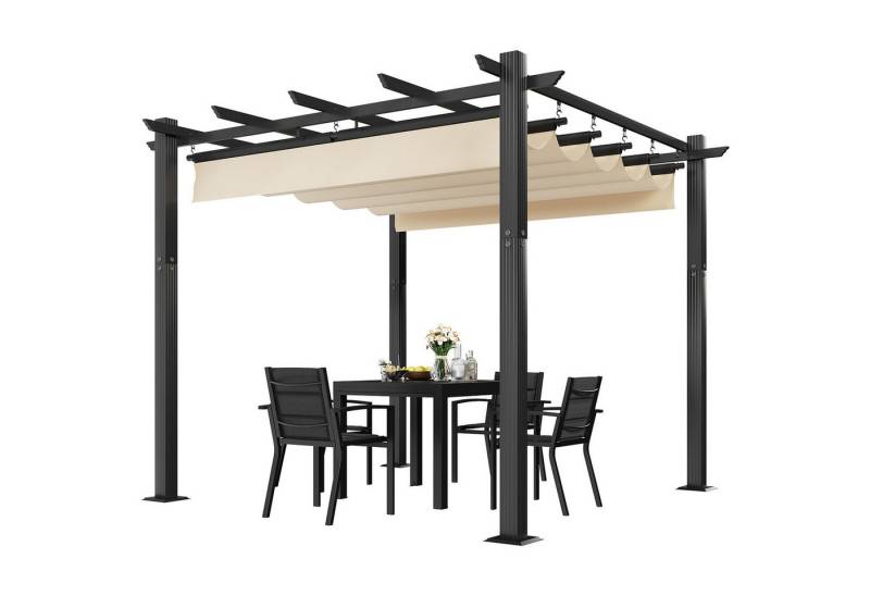 GUNJI Pavillon 3x3/3x4m Gartenpavillon Pergola, UV-geschütztes Aluminiumgestell, (Korrosionsbeständig Rostbeständig Mit 180g PA beschichtetem Polyesterdach) von GUNJI