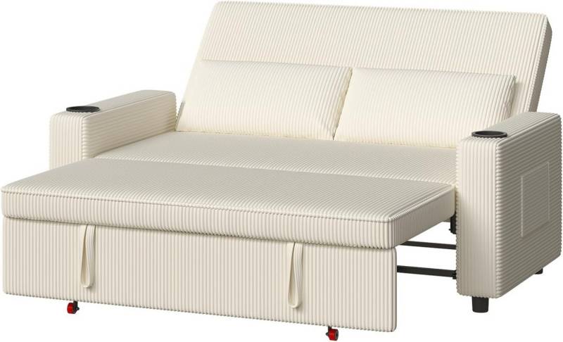 GUNJI Sofa Mit Bettfunktion, mit ausziehbarer und verstellbarer Rückenlehne, Hochwertiges Cordsofa mit zwei integrierten Getränkehaltern, ausziehbarem Doppelschlafsofa mit fünf Liegepositionen, geeignet für Wohn- und Schlafzimmer. GUNJI Sofa Mit Bettfunktion, mit ausziehbarer und verstellbarer Rückenlehne, Hochwertiges Cordsofa mit zwei integrierten Getränkehaltern, ausziehbarem Doppelschlafsofa mit fünf Liegepositionen, geeignet für Wohn- und Schlafzimmer. von GUNJI